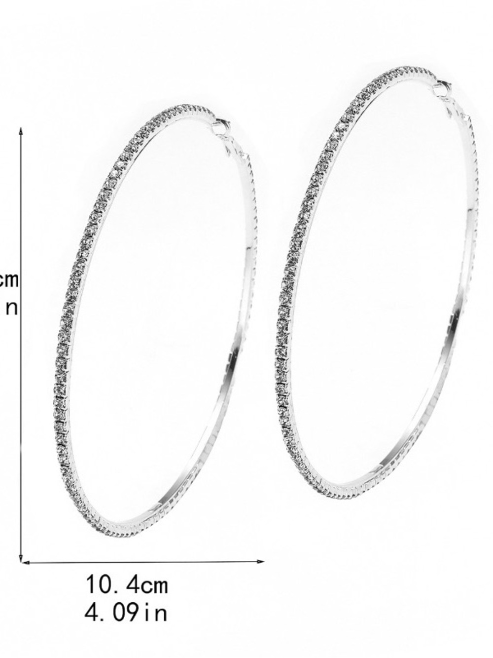 Sparkling Crystal Pavé Hoop Earrings - Silver color - Picture 5 of 5